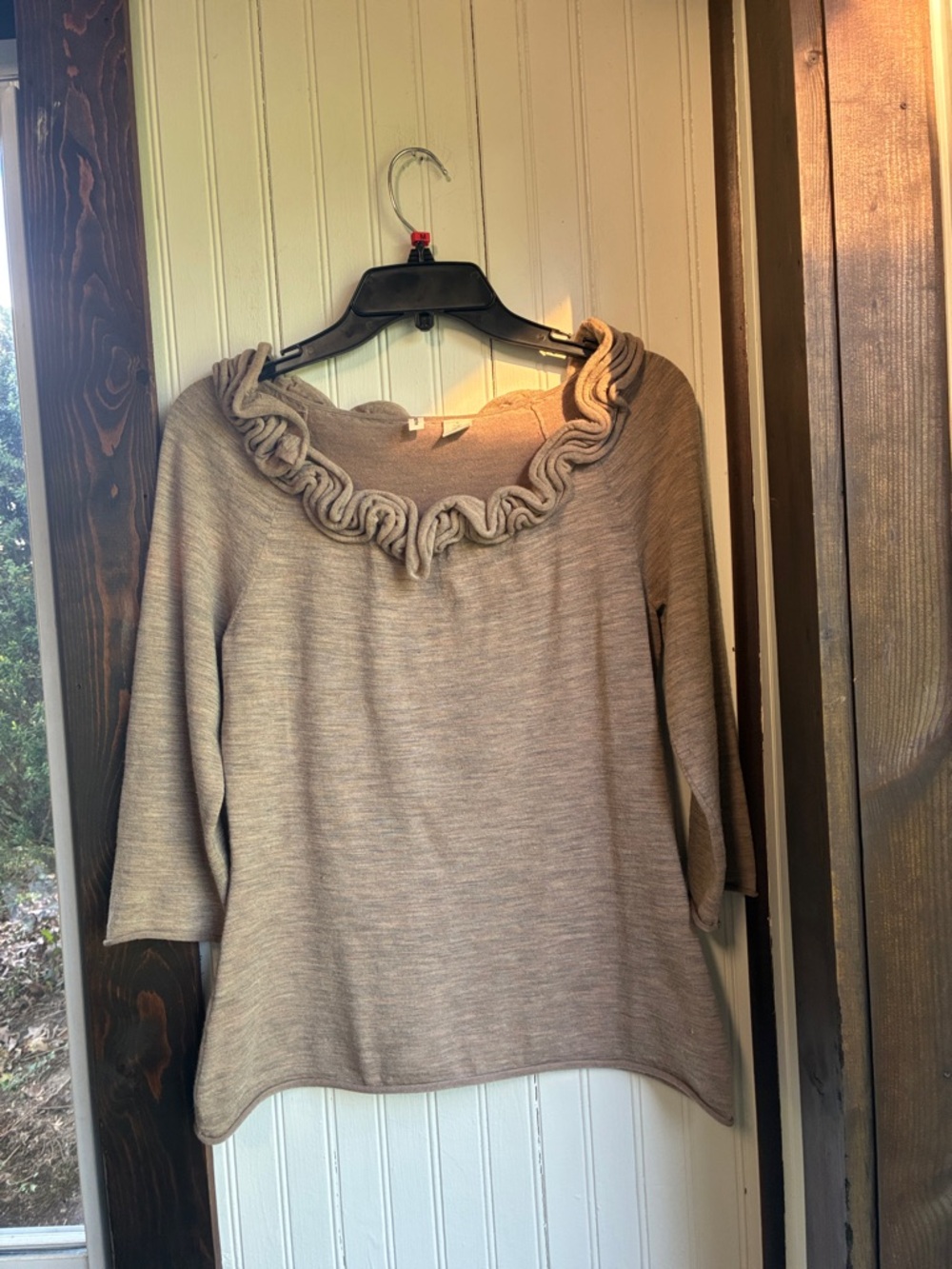 Moth Taupe Floral Rosette Knit Top